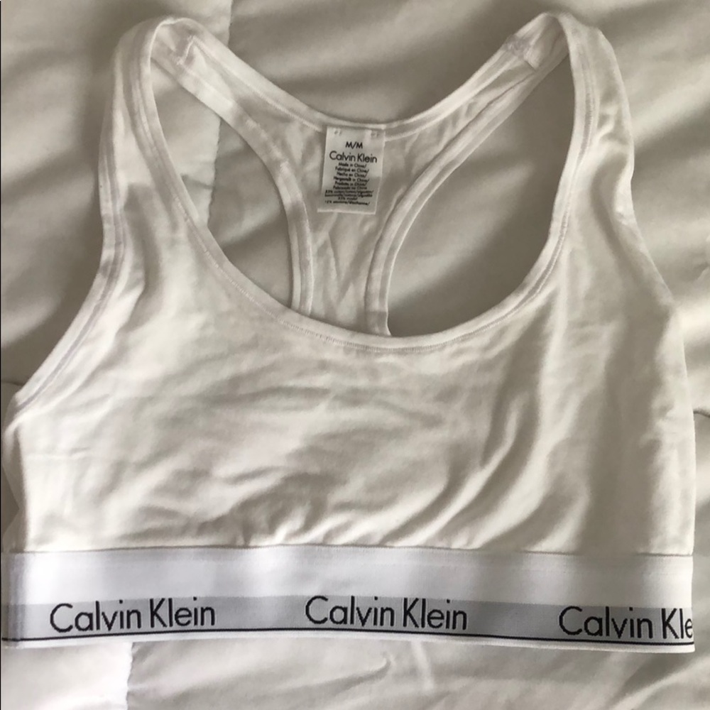Calvin Klein White Bralette Sports Bra Medium NWOT